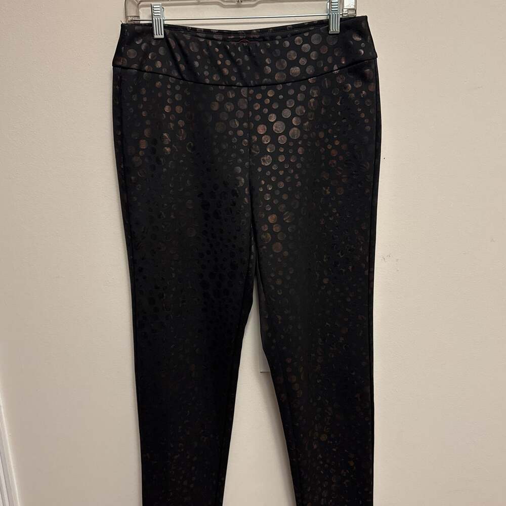 Metallic bronze polkadot pull on leggings